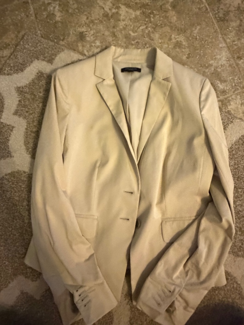 Ann Taylor Beige Cotton Blazer Size 8 Professional Workwear Jacket
